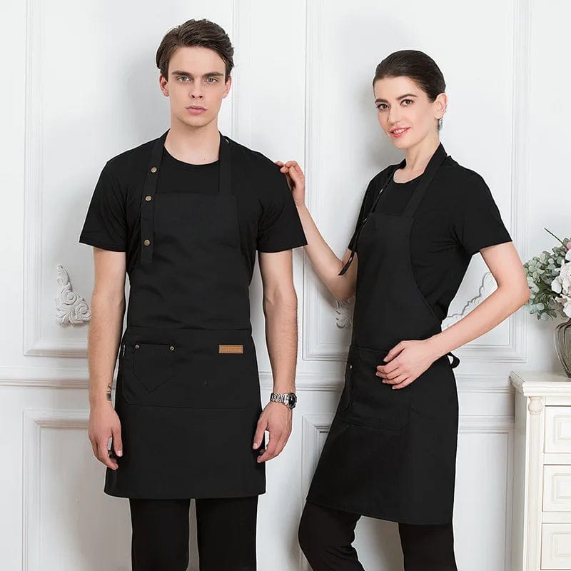 Tablier de Cuisine Confortable pour Femme/Homme - Polyester, Style Coréen - Idéal Grill, Restaurant, Bar - Unisexe 1PCS Black
