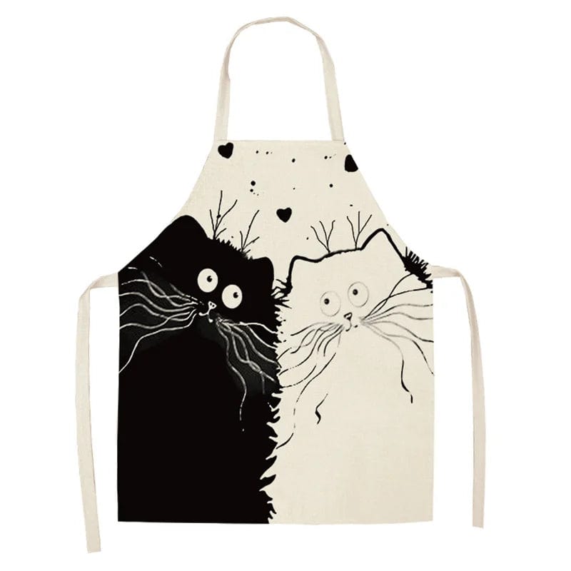 Tablier de Cuisine Dessin de Chat qui grimpe - Lin Japonais - Chat Grimpeur Chat Grimpeur / Adulte 55x68cm