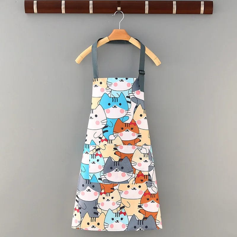 Tablier de cuisine en toile de coton imperméable, motifs fleurs ou chats Chats Mignons et Colorés