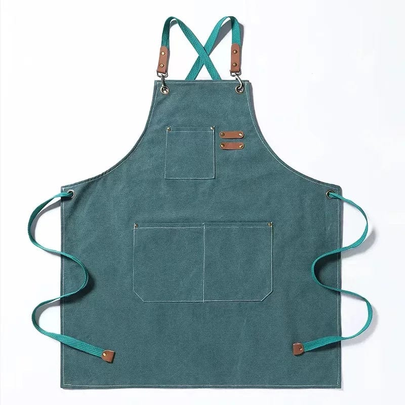 Tablier de Cuisine en Toile de Haute Qualité - Croisillon Confortable pour Homme et Femme Green / OneSize