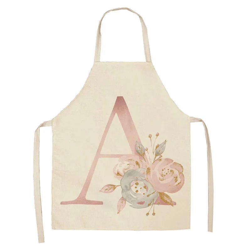 Tablier de Cuisine Enfant Motif Lettre Rose en Lin - Accessoires de Cuisson et de Boulangerie A / 47x38cm child size
