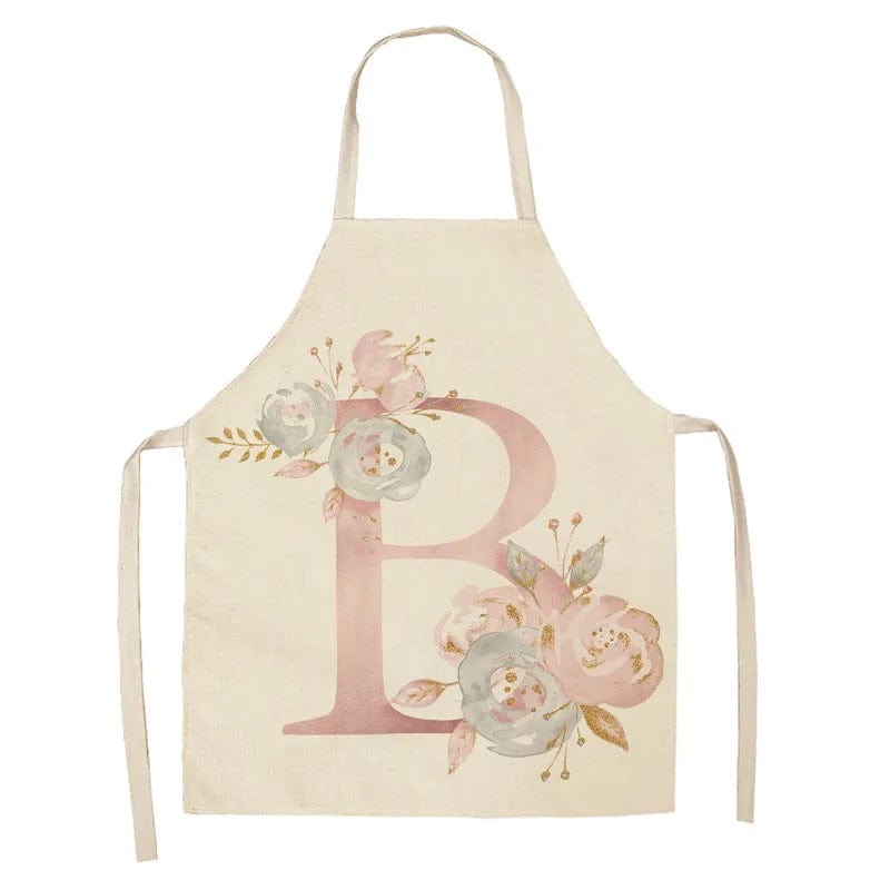 Tablier de Cuisine Enfant Motif Lettre Rose en Lin - Accessoires de Cuisson et de Boulangerie A / 47x38cm child size