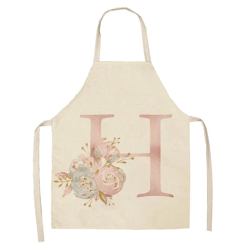 Tablier de Cuisine Enfant Motif Lettre Rose en Lin - Accessoires de Cuisson et de Boulangerie H / 47x38cm child size