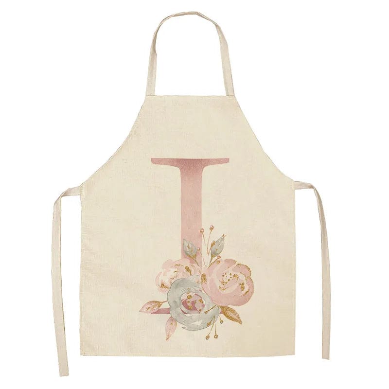 Tablier de Cuisine Enfant Motif Lettre Rose en Lin - Accessoires de Cuisson et de Boulangerie I / 47x38cm child size