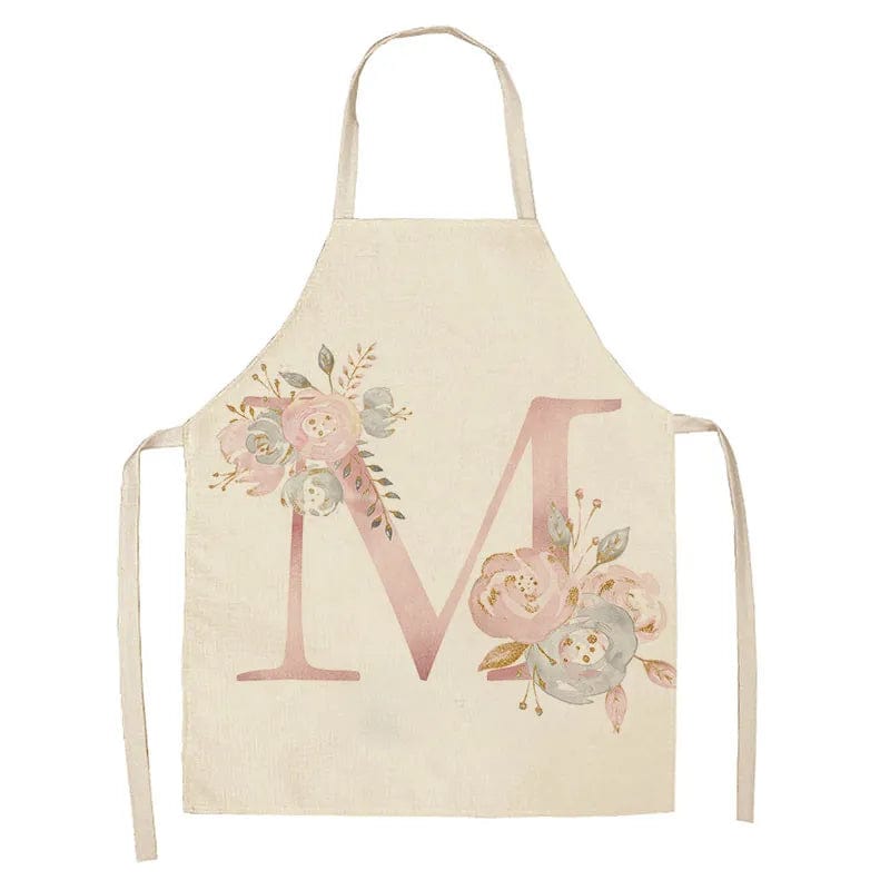 Tablier de Cuisine Enfant Motif Lettre Rose en Lin - Accessoires de Cuisson et de Boulangerie M / 47x38cm child size