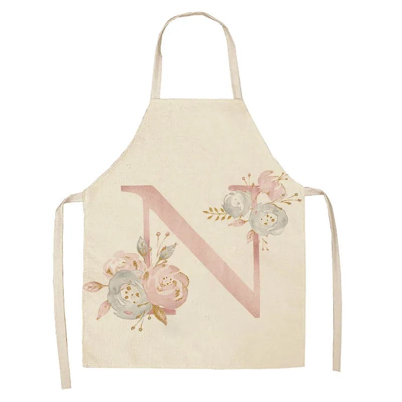 Tablier de Cuisine Enfant Motif Lettre Rose en Lin - Accessoires de Cuisson et de Boulangerie N / 47x38cm child size