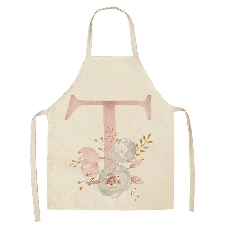 Tablier de Cuisine Enfant Motif Lettre Rose en Lin - Accessoires de Cuisson et de Boulangerie T / 47x38cm child size