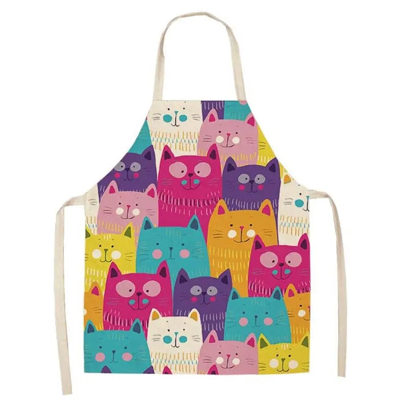 Tablier de Cuisine Impression Chats Mignons en Lin - I Love Cats I Love Cats / Adulte 55x68cm