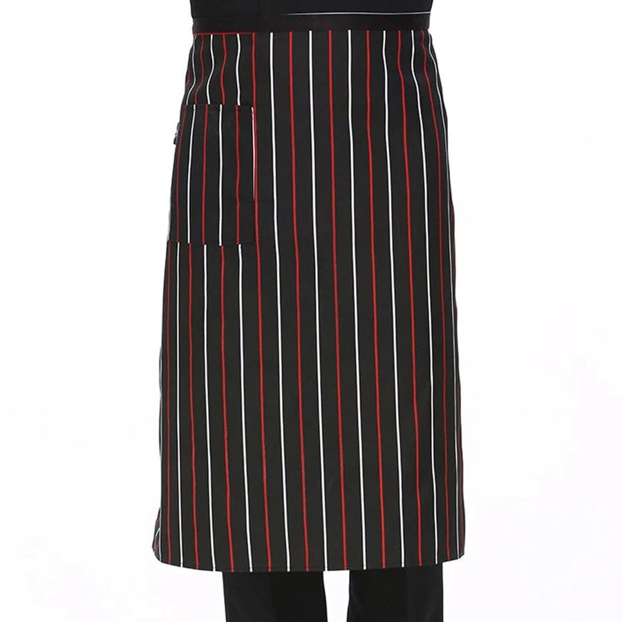 Tablier de Cuisine Rayé Réglable pour Adulte - Idéal pour Restaurant, Camping et Cuisine B-heihongbai