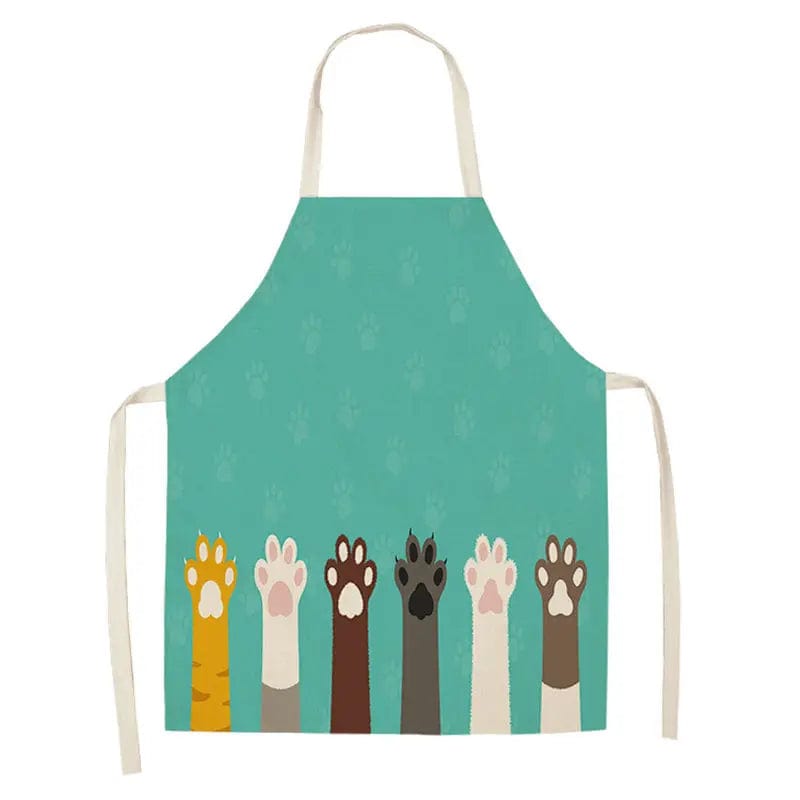 Tablier de cuisine sans manches avec impression de chat, lin coton Fancy Cats / Adulte 55x68cm