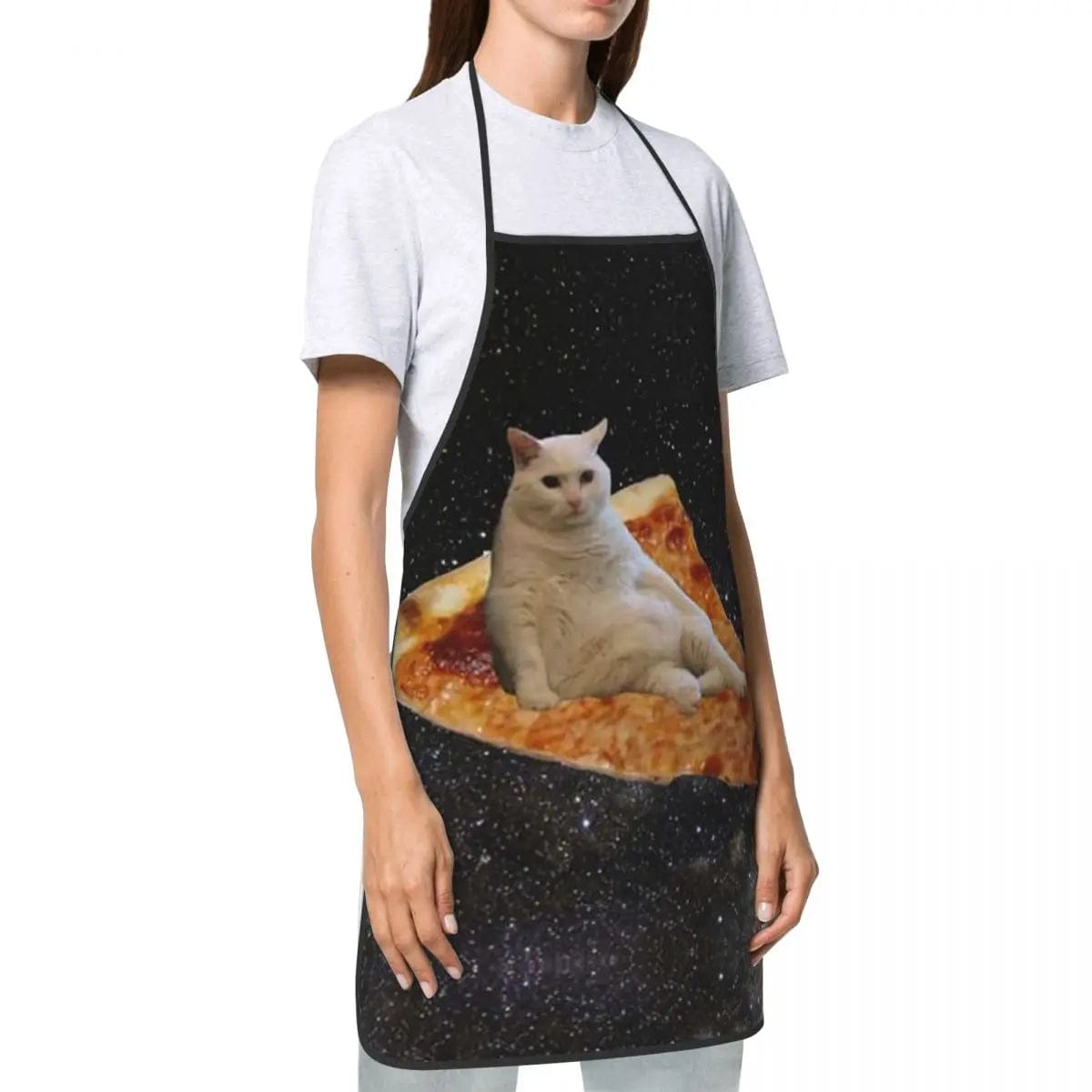 Tablier de cuisine Space Pizza Cat Meme - Adulte Homme Femme - Motif drôle pour la cuisine