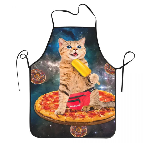 Tablier Cuisine Pizza Chat Espace Meme Unisexe Oxford - Pour Chefs Cuisiniers