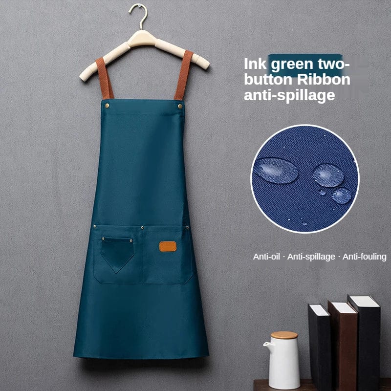Tablier de cuisine unisexe en tissu non tissé - Bleu-vert - Pour chef, grill, restaurant tablier
