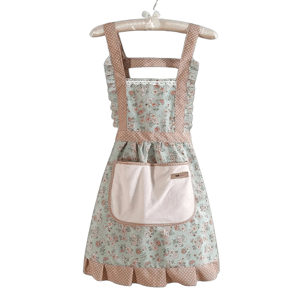 Tablier de cuisine vintage en coton vert rétro années 50