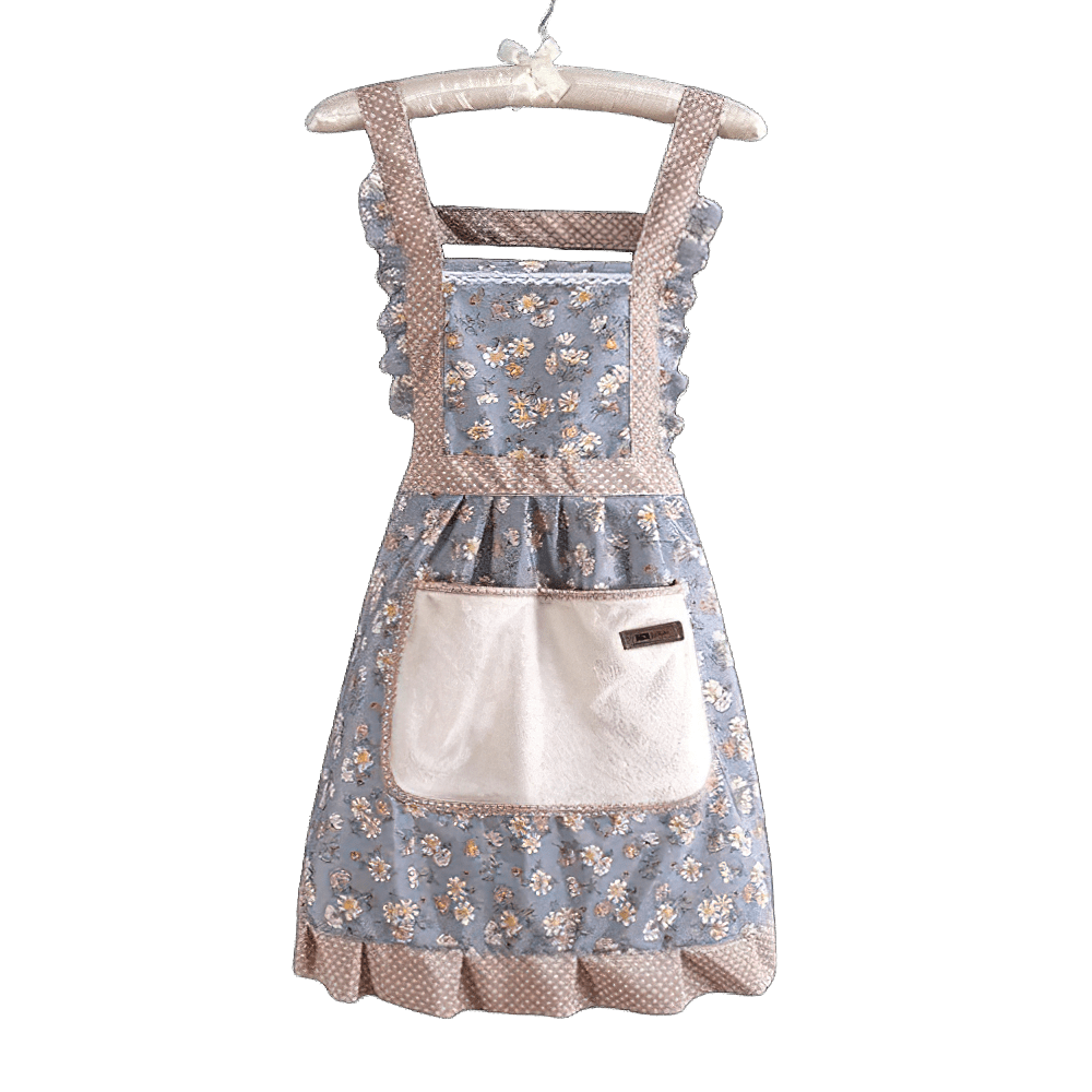 Tablier de cuisine vintage rétro années 50 traditionnel, bleu 100% coton