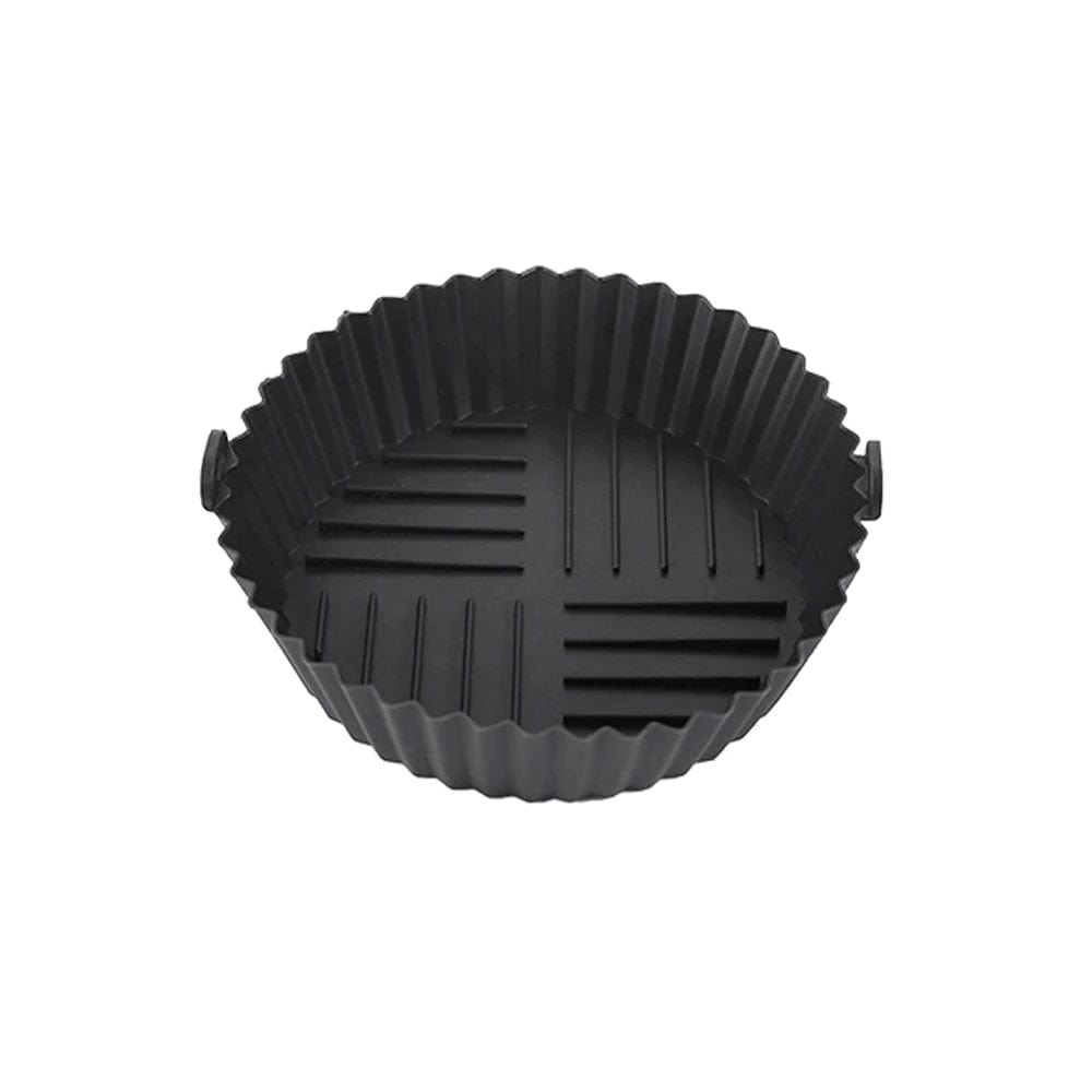 Tapis de Cuisson en Silicone pour Air Fryer - Facile à Nettoyer et Résistant à Haute Température - Modèle Circulaire Pliable - Qualité Alimentaire black large
