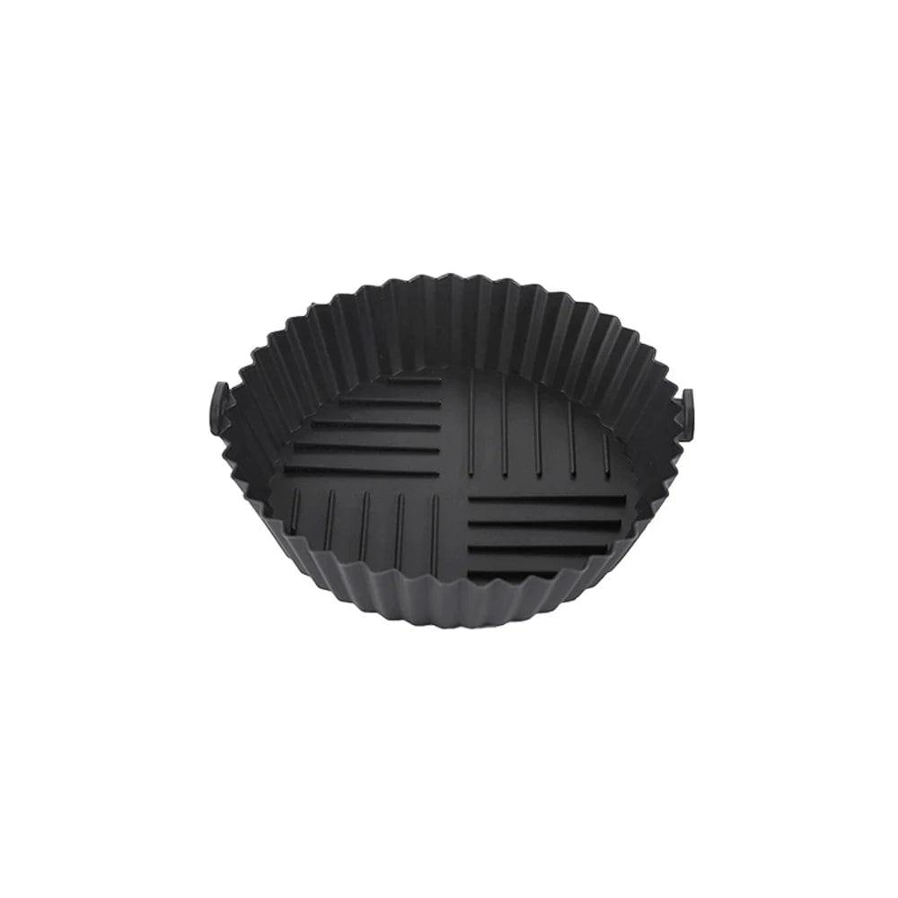 Tapis de Cuisson en Silicone pour Air Fryer - Facile à Nettoyer et Résistant à Haute Température - Modèle Circulaire Pliable - Qualité Alimentaire black small