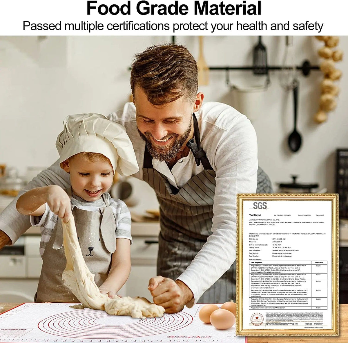 Tapis de Cuisson en Silicone pour Pétrir la Pâte, Pizza, Gâteau - Antiadhésif, Écologique, Facile à Nettoyer