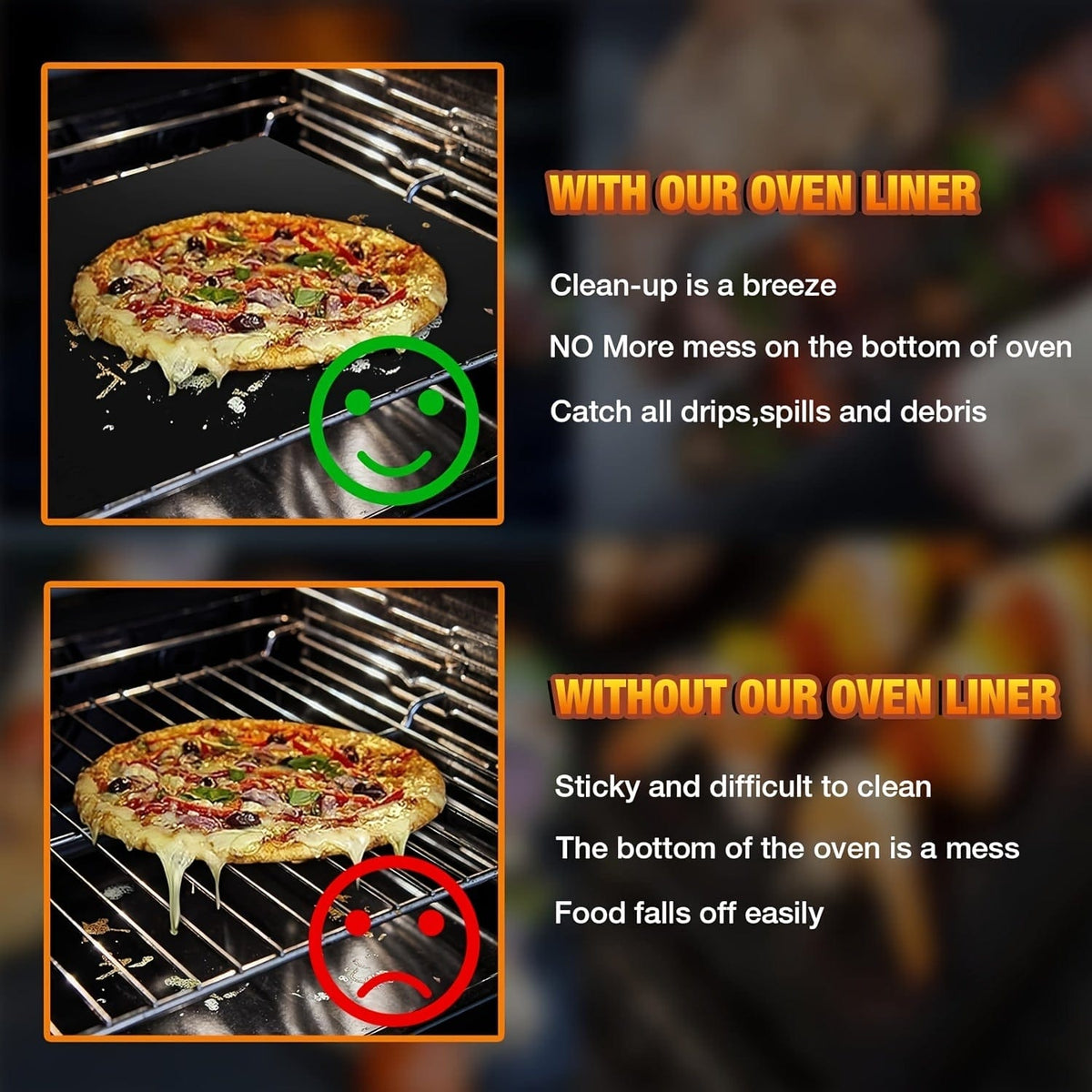 Tapis de protection antiadhésif pour four XL, lot de 2 - Accessoire de cuisine universel antiadhésif - PVC - PM50281 2pcs