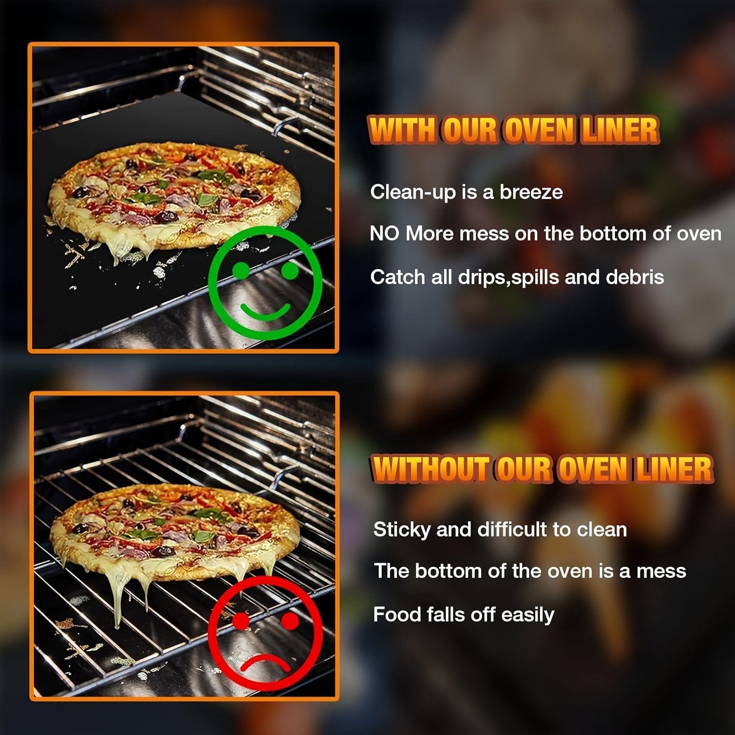 Tapis de protection antiadhésif pour four XL, lot de 2 - Accessoire de cuisine universel antiadhésif - PVC - PM50281 2pcs