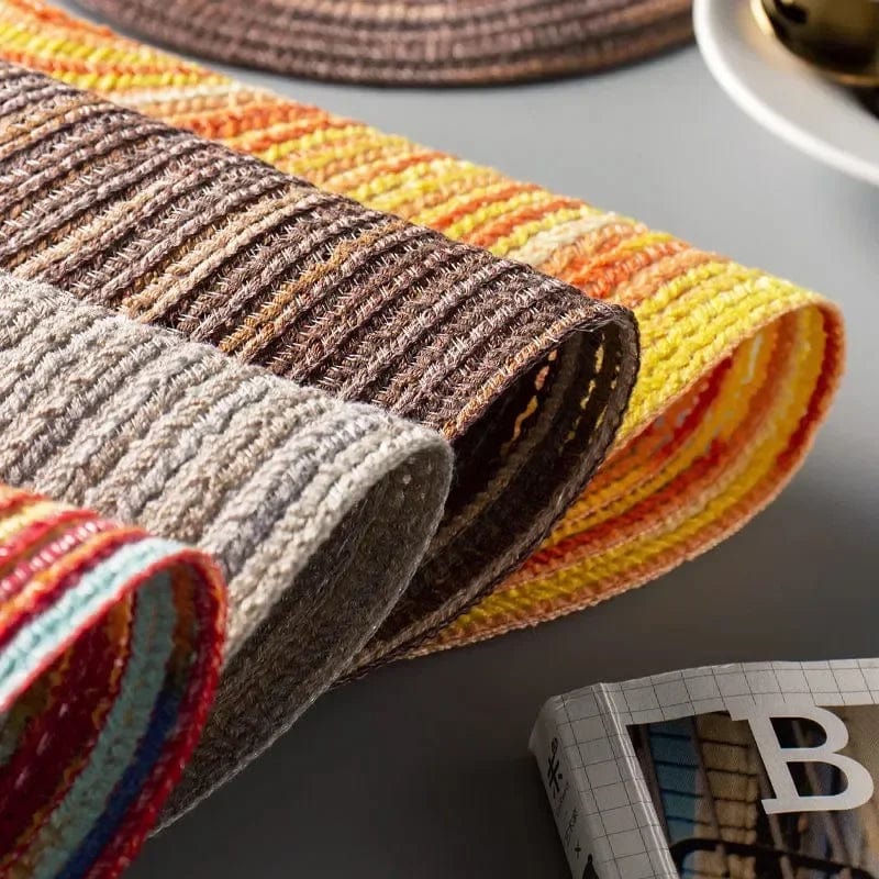 Tapis de Table Rond en Vinyle Tissé Individuel pour Décoration de Table, Lot de 1