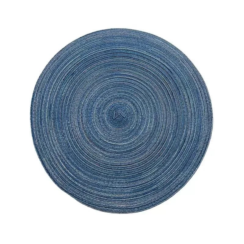 Tapis de Table Rond en Vinyle Tissé Individuel pour Décoration de Table, Lot de 1 Blue / 30cm / Round
