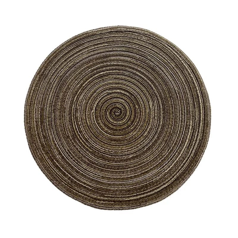 Tapis de Table Rond en Vinyle Tissé Individuel pour Décoration de Table, Lot de 1 Coffe / 38cm / Round