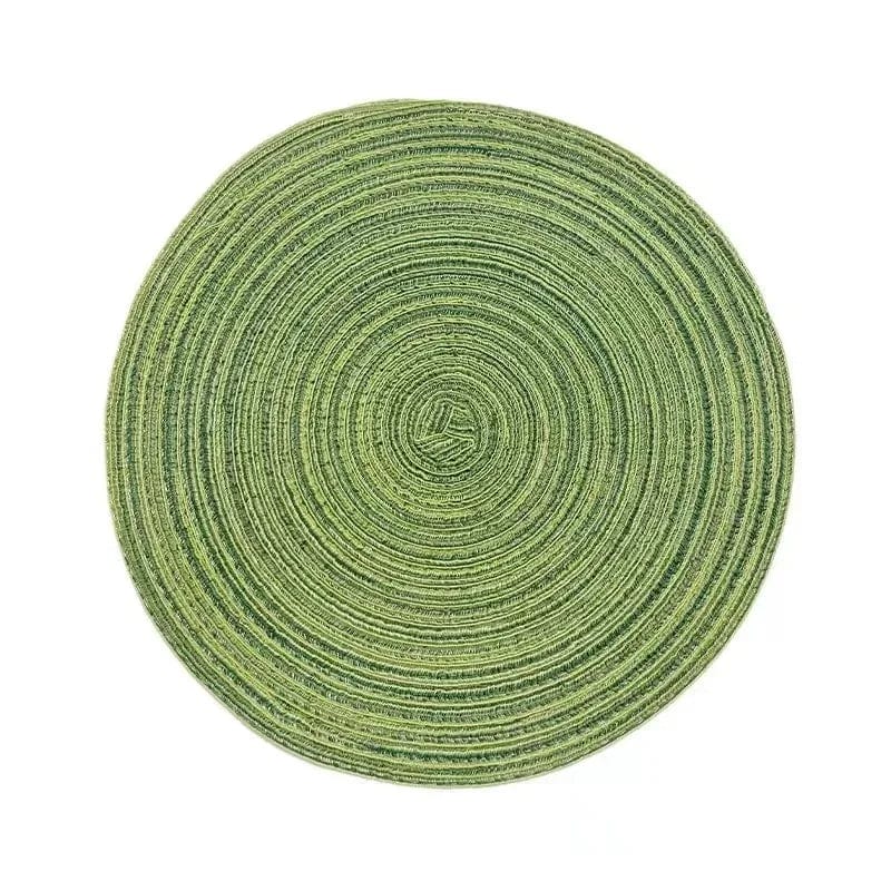Tapis de Table Rond en Vinyle Tissé Individuel pour Décoration de Table, Lot de 1 Green / 11cm / Round