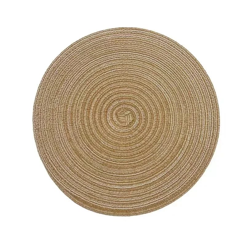 Tapis de Table Rond en Vinyle Tissé Individuel pour Décoration de Table, Lot de 1 Khaki / 11cm / Round