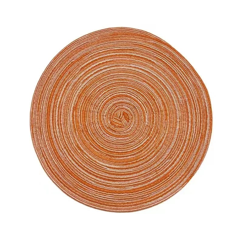 Tapis de Table Rond en Vinyle Tissé Individuel pour Décoration de Table, Lot de 1 Orange / 11cm / Round