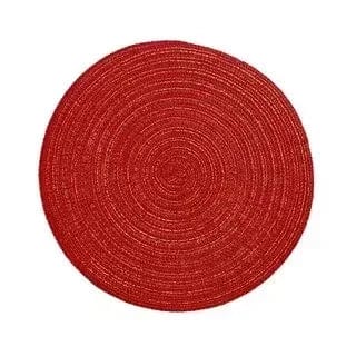 Tapis de Table Rond en Vinyle Tissé Individuel pour Décoration de Table, Lot de 1 Red / 30cm / Round