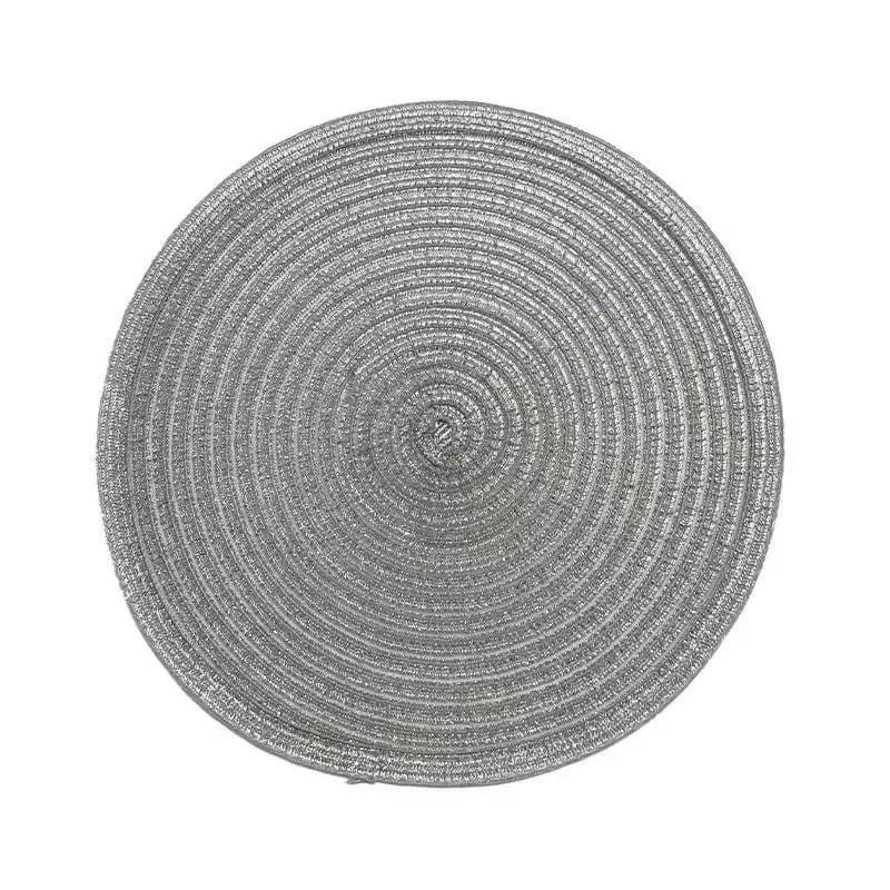 Tapis de Table Rond en Vinyle Tissé Individuel pour Décoration de Table, Lot de 1 Silver / 11cm / Round
