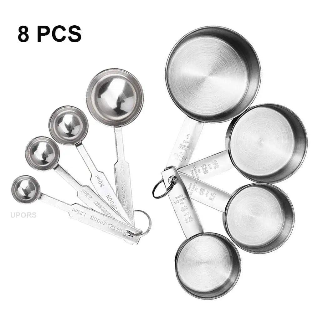 UPORS Measuring Cups Premium Stackable Kitchen Measuring Spoon Set Stainless Steel Measuring Cups and Spoons Set 8PCS