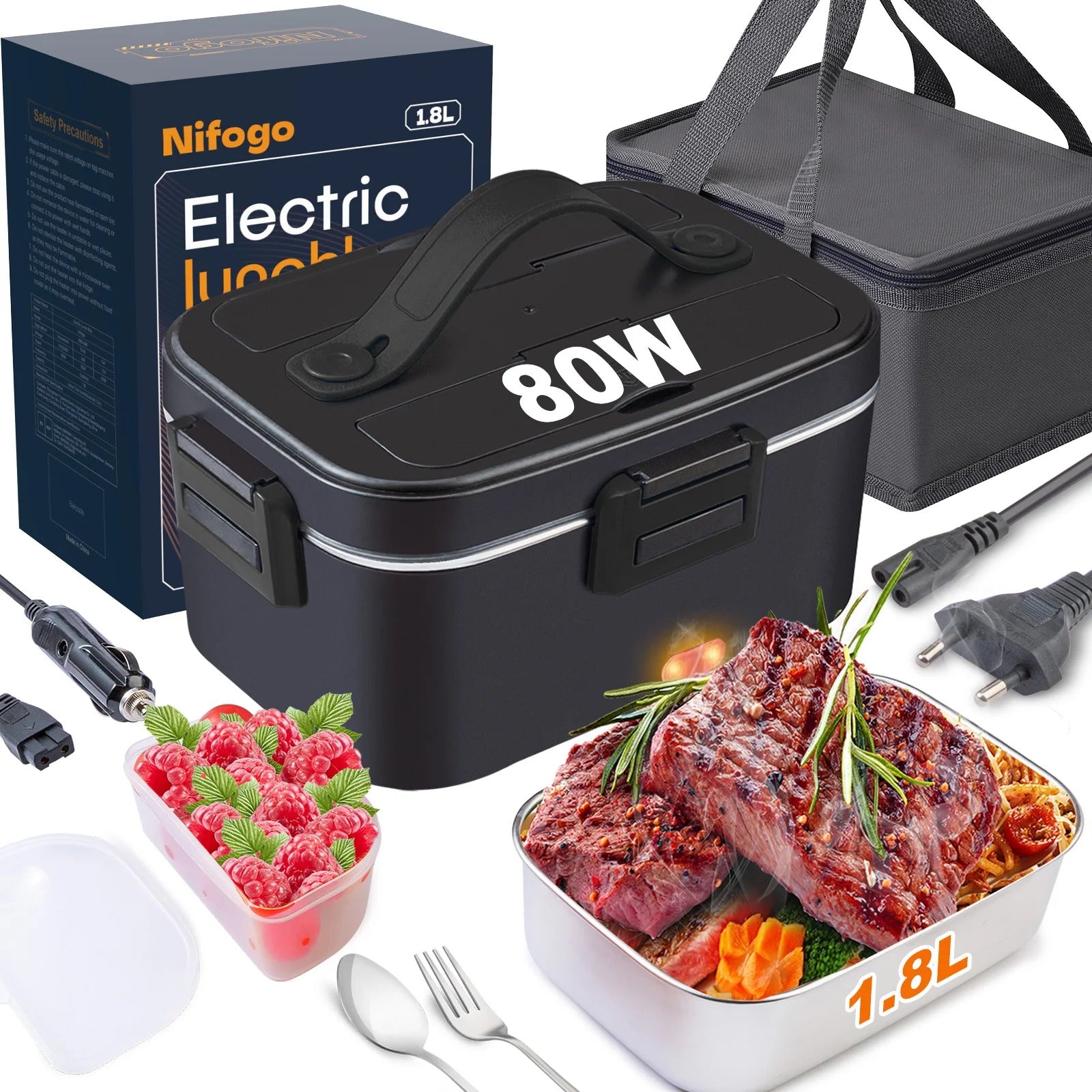 LunchBox Électrique Chauffante 80W - 1,5 à 2,5 litres