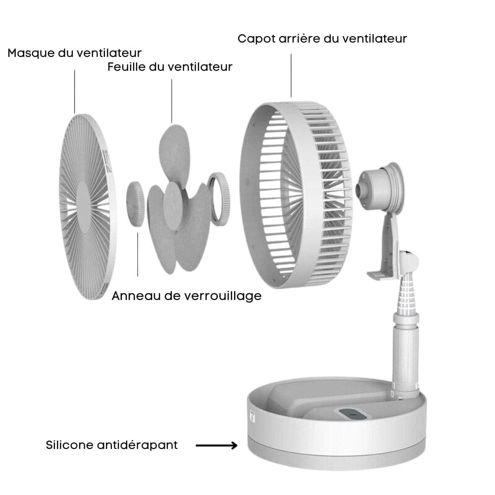 Ventilateur portable rétractable sans fil USB