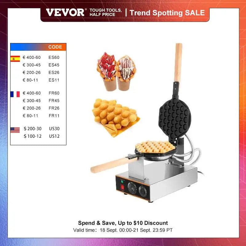 VEVOR Egg Bubble Electric Waffle Maker Nonstick Waffle Making Machine Home Appliance Gaufriers Baking Snack Gaufres Waffle Irons United States