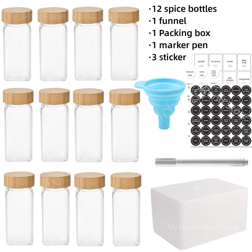 Vous cherchez à organiser vos épices de façon écologique et pratique ? Découvrez notre Ensemble de Pots à Épices en Verre & Bambou. 12pcs jars set