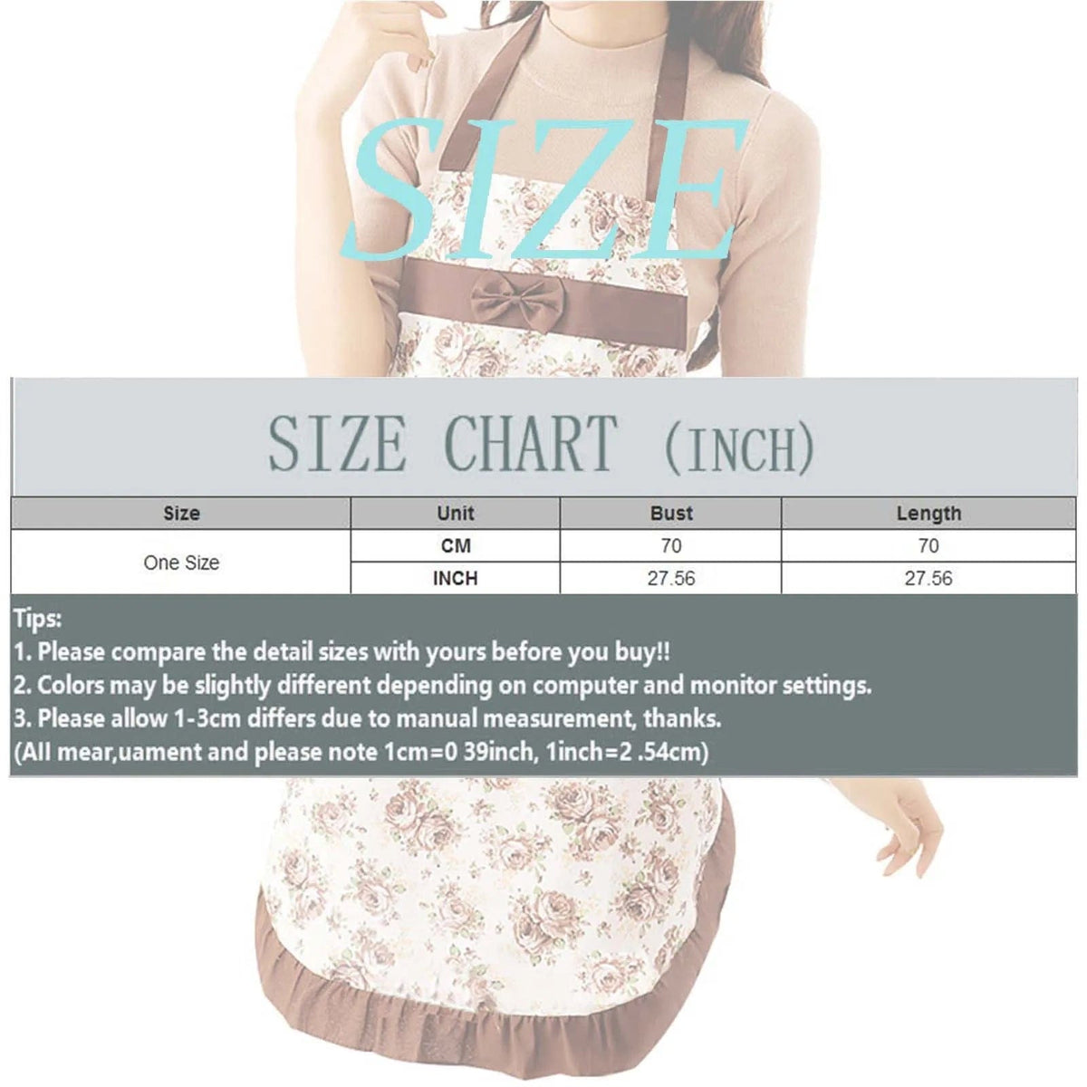 Women's Kitchen Floral Apron With Pockets And Adjustable Waist Belt Waterproof Women's Bib Apron